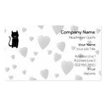 Gato negro lindo con los corazones tarjeta personal