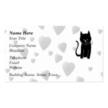 Gato negro lindo con los corazones plantillas de tarjetas de visita