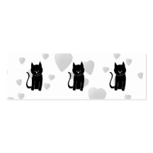 Gato negro lindo con los corazones tarjetas de visita