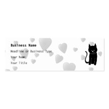 Gato negro lindo con los corazones tarjetas de visita
