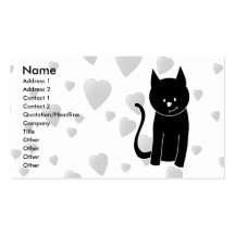 Gato negro lindo con los corazones tarjeta de negocio