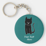 Gato negro lindo llavero personalizado