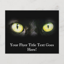 Gato negro, ojos verdes amarillos, liso y fantasma tarjetas informativas