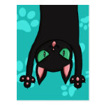 Gato negro que salta tarjetas postales