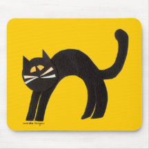 Gato negro tapete de raton