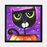 Gato negro y calabaza - imán
