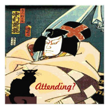 ¿Gato negro y hombre japonés, asistiendo? Invitaciones Personales