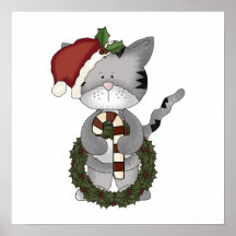 Gato Papá Noel del navidad Poster
