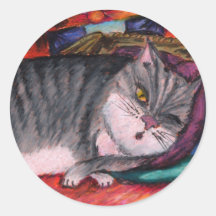Gato perezoso pegatinas redondas