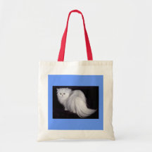 Gato persa blanco bolsa de mano
