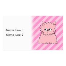 Gato persa rosado lindo. Fondo rayado rosado Tarjetas De Visita