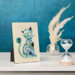 Gato pintado sonriente con los corazones placas con foto