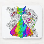 Gato psicodélico Trippy Mousepad Tapetes De Ratón