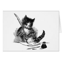 Gato que piensa en usted tarjeta de felicitación