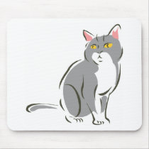 Gato que se sienta gris alfombrillas de raton 