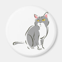 Gato que se sienta gris iman para frigorífico