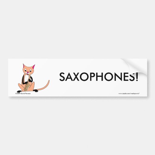 Gato que toca el saxofón pegatina de parachoque