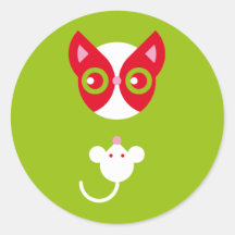 Gato rojo y ratón blanco etiquetas  