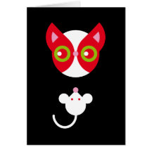 Gato rojo y ratón blanco felicitación