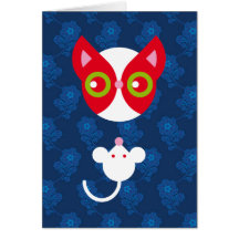 Gato rojo y ratón blanco felicitacion 