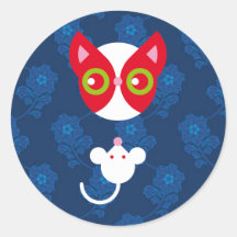 Gato rojo y ratón blanco pegatina