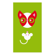 Gato rojo y ratón blanco plantilla de tarjeta de visita