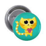 Gato romántico lindo con el corazón sonriente pin