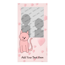 Gato rosado bonito lindo tarjetas personales