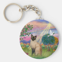Gato siamés - ángel de la nube llavero personalizado