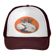 Gato siamés de los pares acogedores gorros bordados