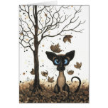 Gato siamés del otoño por BiHrLe Felicitacion