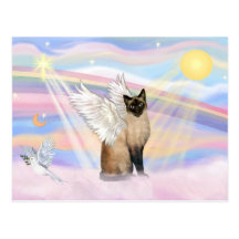 Gato siamés - nubes tarjeta postal