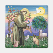 Gato siamés y St Francis Imán Para Frigorifico