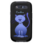 Gato sonriente azul feliz lindo Samsung conocido d Galaxy S3 Cobertura