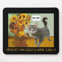 Gato travieso 3 de Van Gogh Alfombrillas De Raton