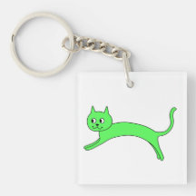 Gato verde claro de salto llavero