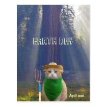 Gato verde gótico americano del Día de la Tierra d tarjetas postales