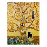 Gato y árbol de la vida postal