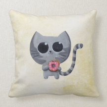 Gato y buñuelo grises lindos cojines