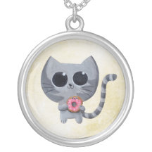 Gato y buñuelo grises lindos joyeria personalizada