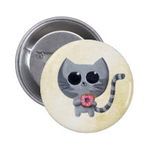 Gato y buñuelo grises lindos pins