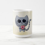 Gato y buñuelo grises lindos tazas de café