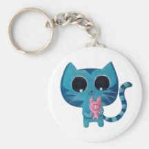 Gato y cerdo lindos del gatito llaveros personalizados