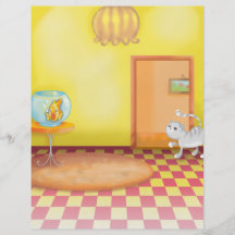 gato y escena a pescado flyer a todo color