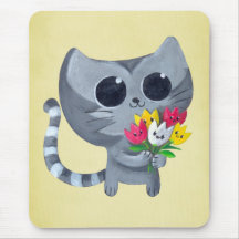 Gato y flores lindos del gatito tapete de raton