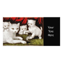Gato y gatitos de la madre con el ratón tarjetas personales con fotos
