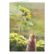 Gato y girasol felicitaciones