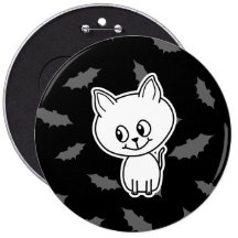 Gato y palos blancos fantasmagóricos lindos pins