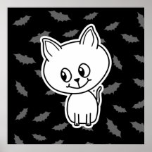Gato y palos blancos fantasmagóricos lindos impresiones