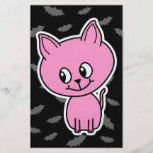 Gato y palos rosados tarjeton